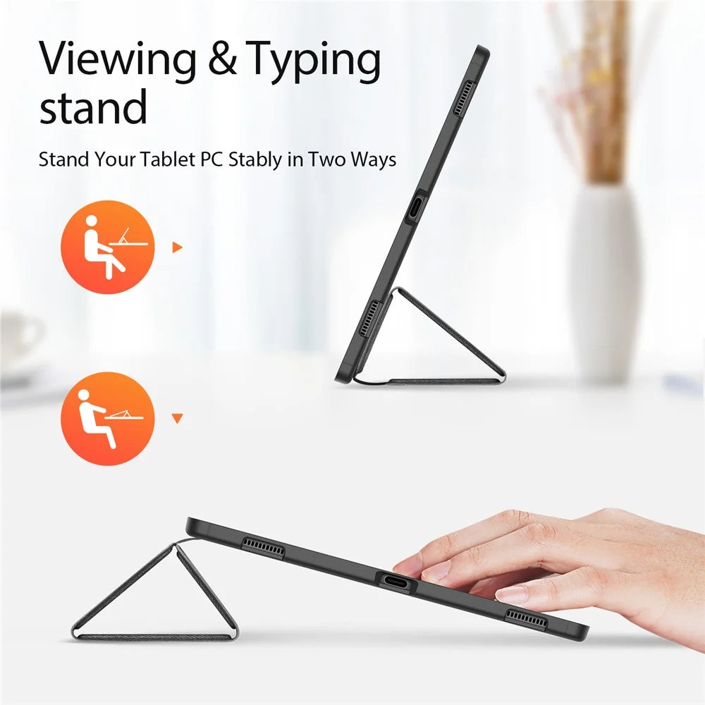 DUX DUCIS DOMO Series Trifold Stand Cover for Samsung Galaxy Tab S8 Ultra, Auto Sleep/Wake PU Leather Anti-scratch Case with Pencil Holder - Black - 4