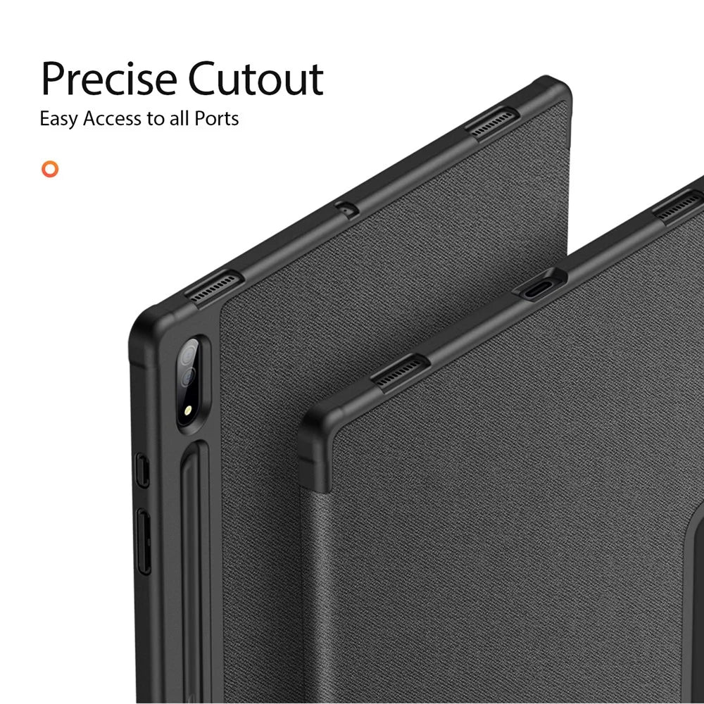 DUX DUCIS DOMO Series Trifold Stand Cover for Samsung Galaxy Tab S8 Ultra, Auto Sleep/Wake PU Leather Anti-scratch Case with Pencil Holder - Black - 6