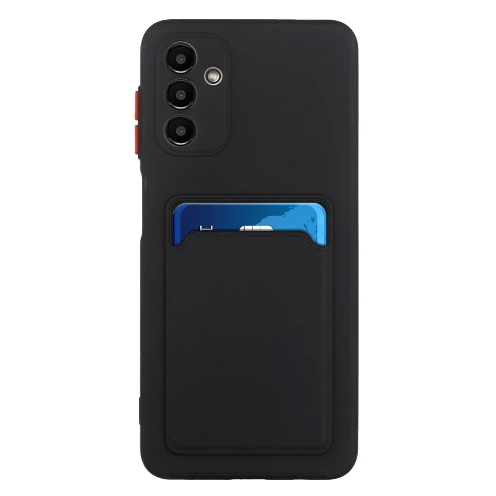 For Samsung Galaxy A13 5G / A04s 4G (164.7mm) Camera Lens Protection Shockproof TPU Non-Slip Phone Case with Card Holder - Black - 2