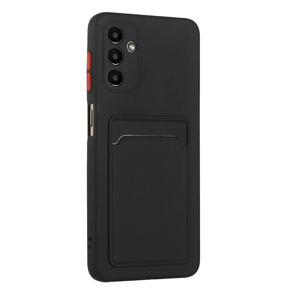 For Samsung Galaxy A13 5G / A04s 4G (164.7mm) Camera Lens Protection Shockproof TPU Non-Slip Phone Case with Card Holder - Black - 3