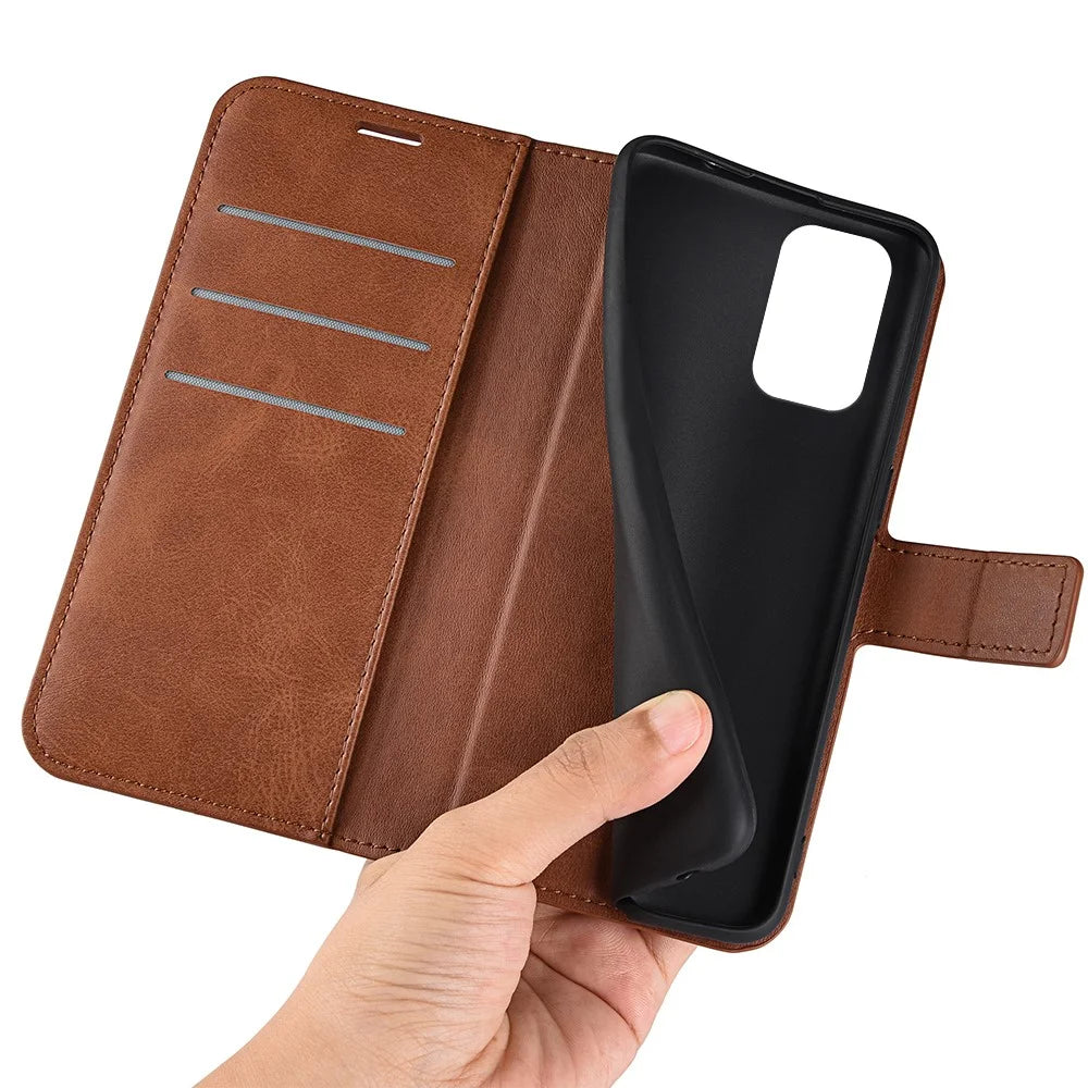 For Samsung Galaxy A23 4G / 5G (Global Version) Anti-scratch Textured PU Leather Wallet Phone Case Adjustable Stand Flip Phone Cover - Light Brown - 6