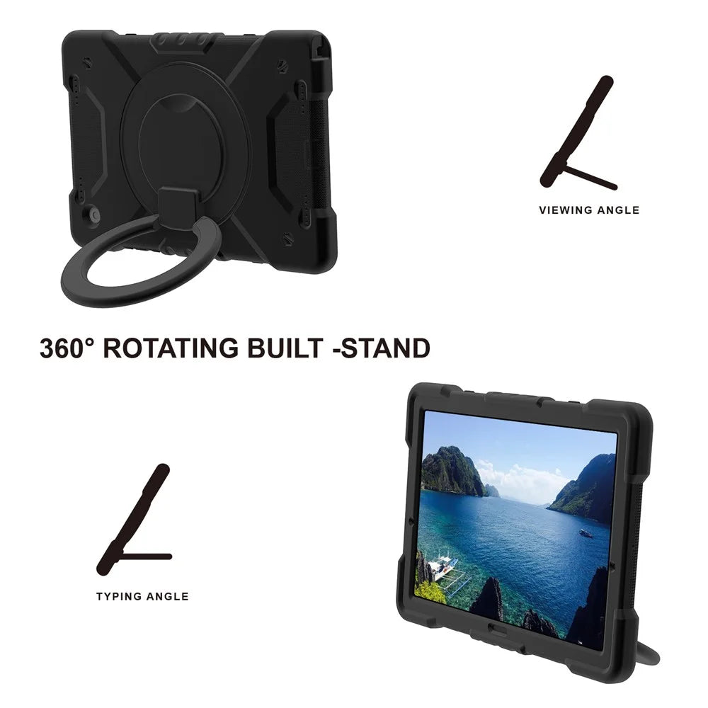 For Samsung Galaxy Tab A8 10.5 (2021) / (2022) Rotary Kickstand Anti-drop Tablet Case Hybrid PC + Silicone Cover with Shoulder Strap - All Back - 4