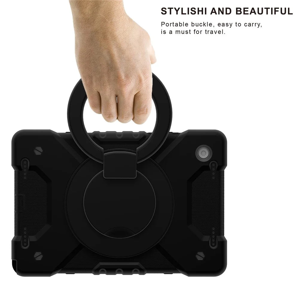 For Samsung Galaxy Tab A8 10.5 (2021) / (2022) Rotary Kickstand Anti-drop Tablet Case Hybrid PC + Silicone Cover with Shoulder Strap - All Back - 6