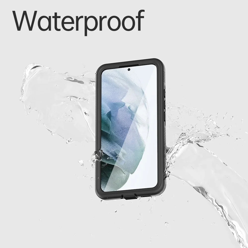 REDPEPPER A Series for Samsung Galaxy S22+ 5G IP68 Waterproof IP6X Dustproof Hybrid Phone Case Transparent Back [Support Fingerprint Unlock] - Black - 2