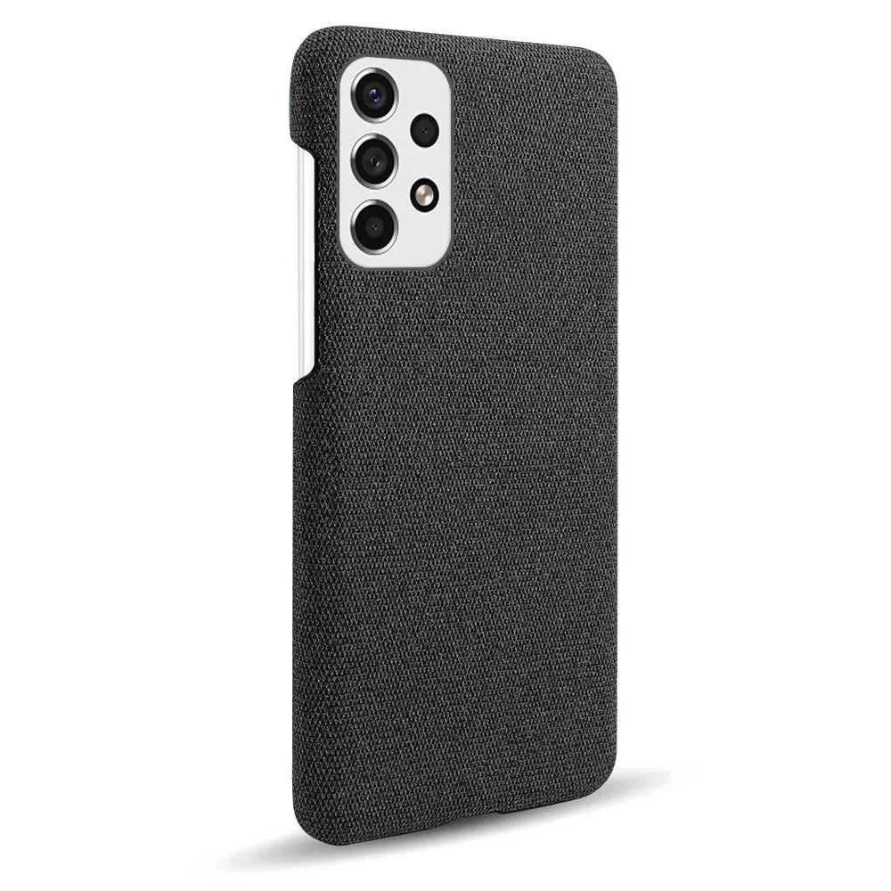 For Samsung Galaxy A33 5G Soft Cloth Cushion Coated Hard PC Ultra-thin Case Non-slip Scratch-proof Protective Cover -  Black - 2
