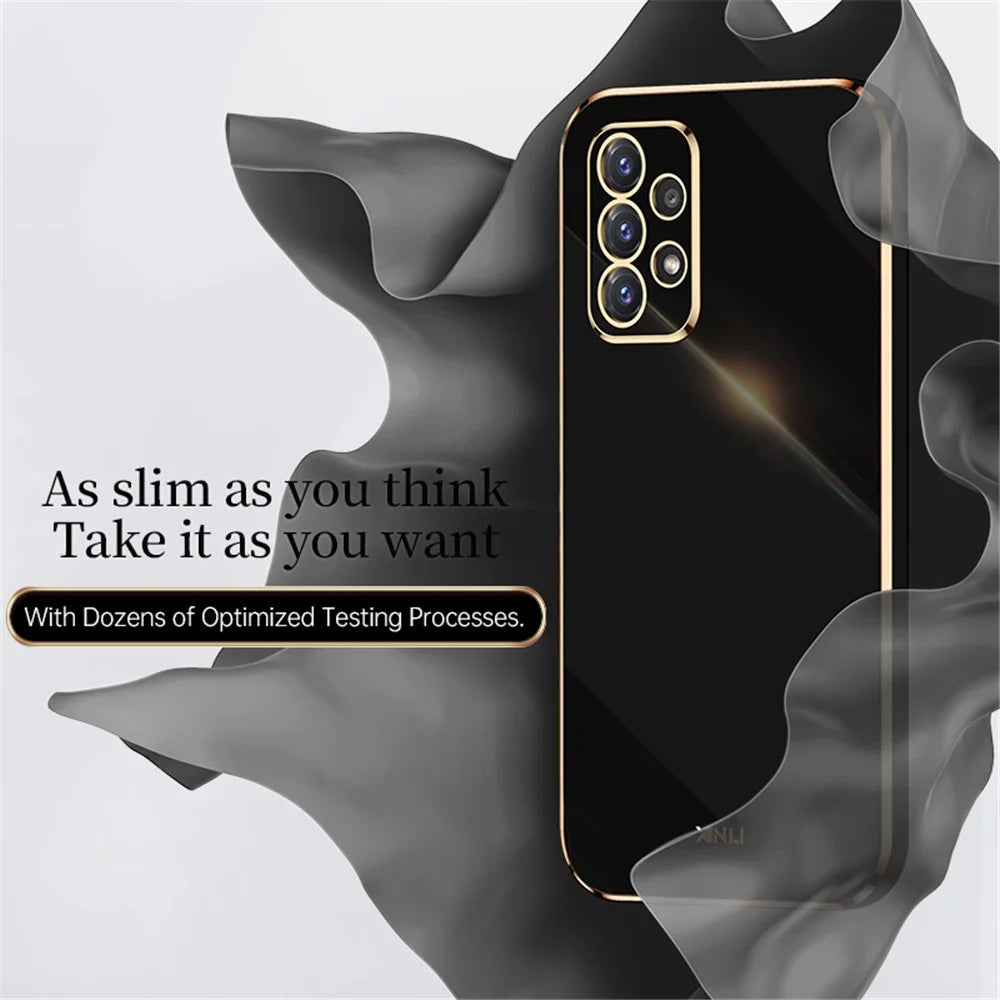 XINLI for Samsung Galaxy A52s 5G/Galaxy A52 4G/5G Protective Cover Precise Lens Cutout Electroplating Golden Edge Design Anti-drop TPU Phone Case - Black - 3