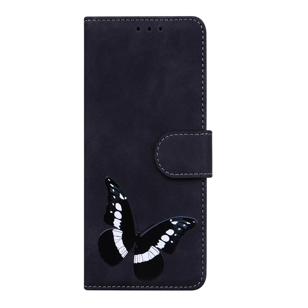 For Samsung Galaxy A23 4G / 5G (Global Version) Butterfly Pattern Printing Leather Wallet Case Hands-Free Stand Magnetic Closure Shockproof Flip Folio Cover - Black - 4