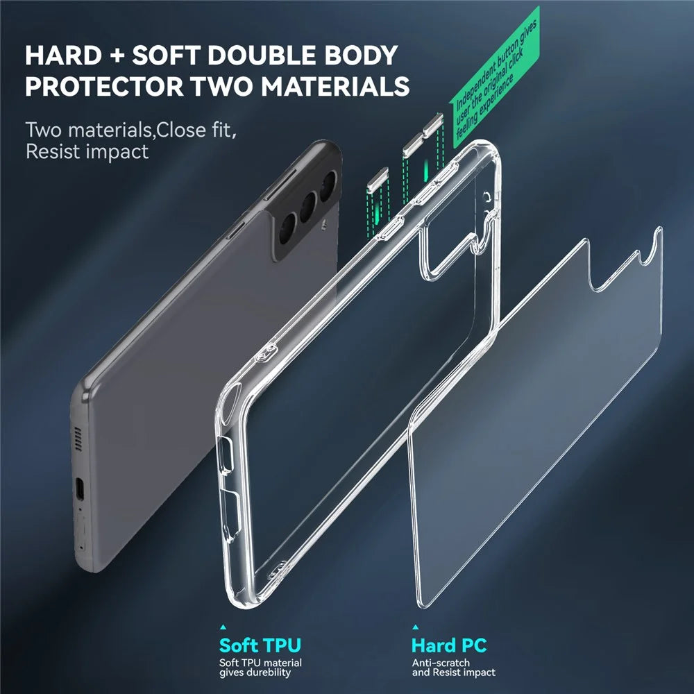 Electroplating Crystal Clear Hybrid Phone Cover for Samsung Galaxy S21 4G / 5G, Corner Drop-Proof Bumpers TPU + PC Mobile Phone Accessory - 7