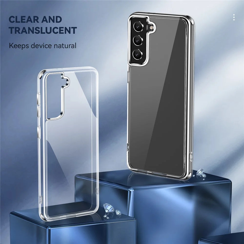 Electroplating Crystal Clear Hybrid Phone Cover for Samsung Galaxy S21 Fan Edition / FE 5G, Corner Cushions TPU + PC Mobile Phone Accessory - 2