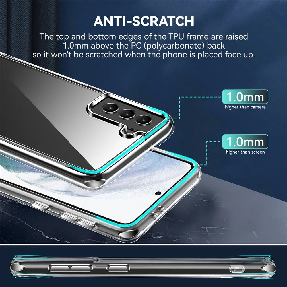 Electroplating Crystal Clear Hybrid Phone Cover for Samsung Galaxy S21 Fan Edition / FE 5G, Corner Cushions TPU + PC Mobile Phone Accessory - 3