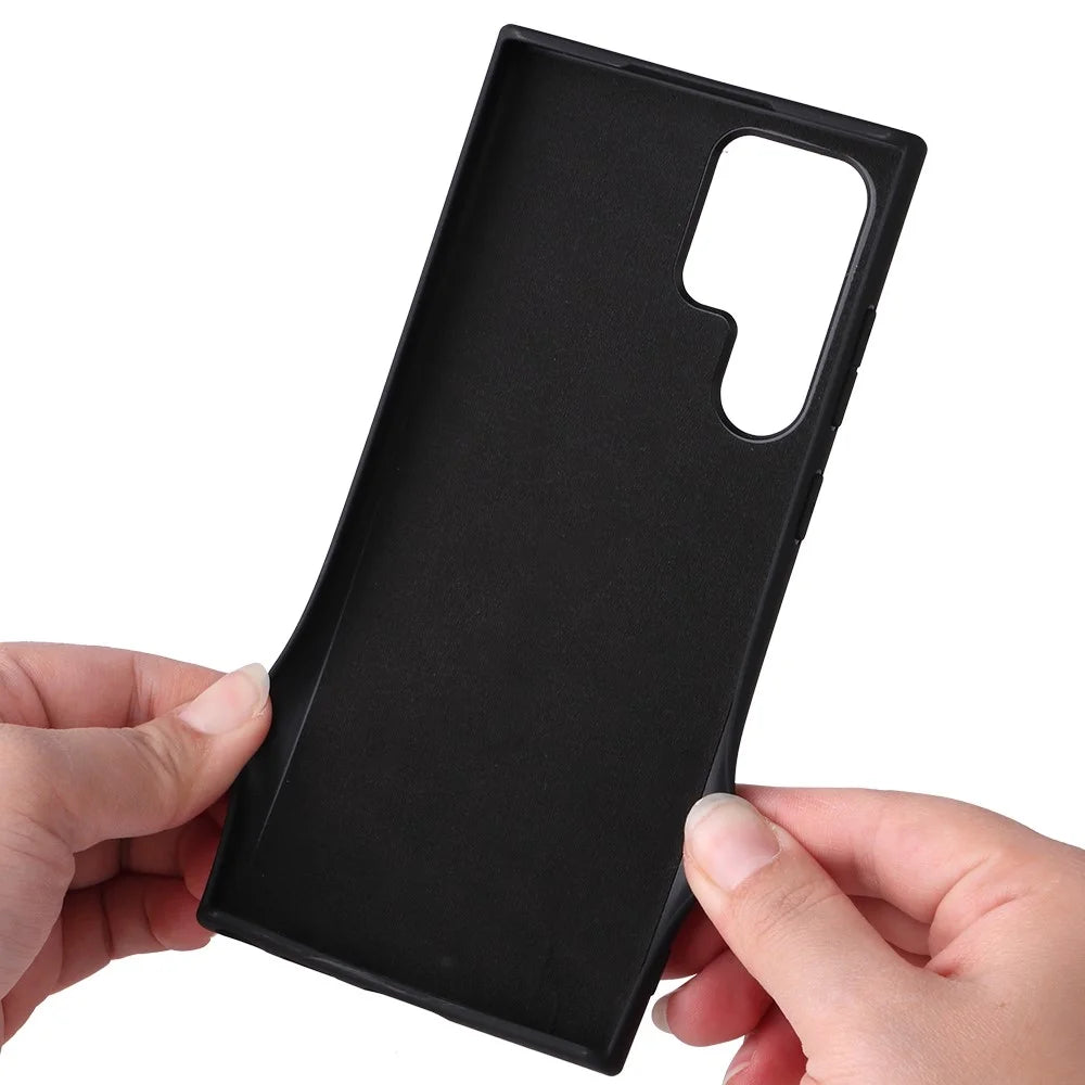 For Samsung Galaxy S22 Ultra 5G Textured Surface Scratch-resistant Cell Phone Case PU Leather Coated Soft TPU + Hard PC Hybrid Shell - Carbon Fiber Texture - 7