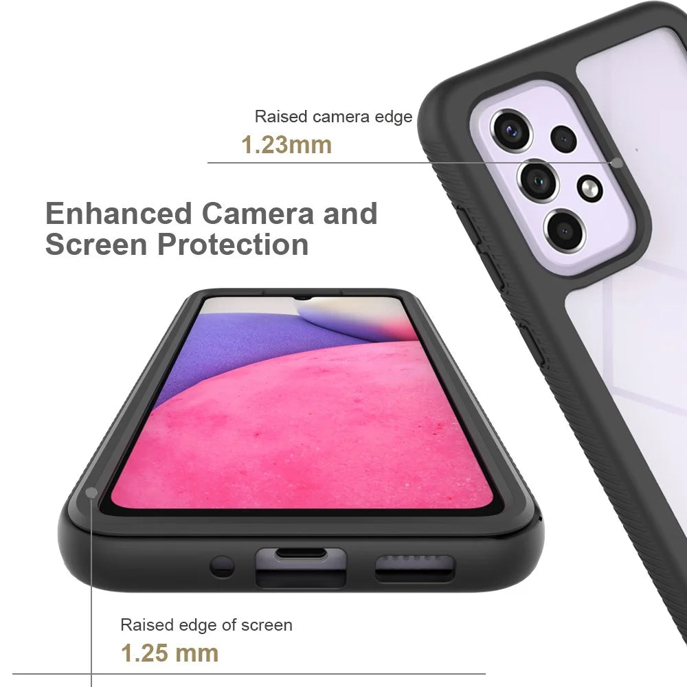 Hybrid Phone Case for Samsung Galaxy A33 5G, PC+TPU All-Round Protection with PET Screen Protector - Black - 2