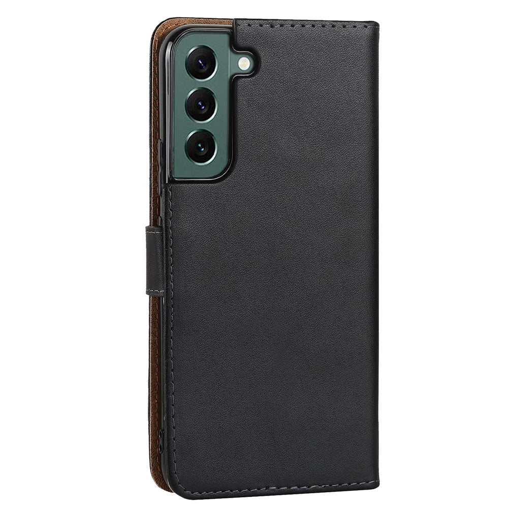 For Samsung Galaxy S22 5G Shockproof Flip Phone Cover Genuine Leather Wallet Stand Phone Case Stand Phone Shell - 7