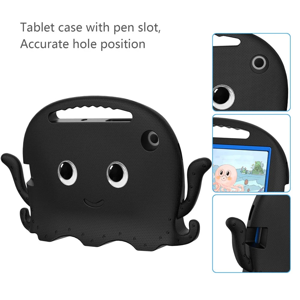 For Samsung Galaxy Tab A7 10.4 (2022) / (2020) Octopus EVA Tablet Case Pen Slot Design Shockproof Cover with Handle - Black - 6