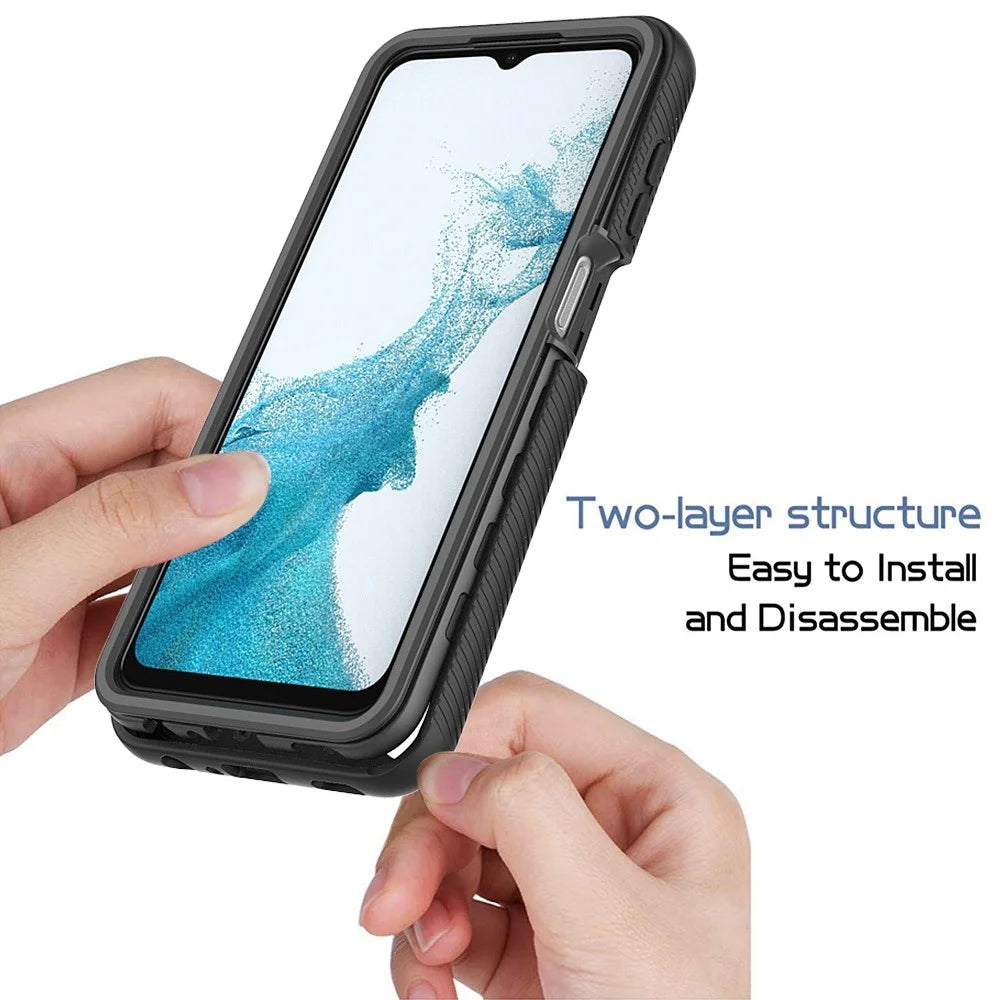 For Samsung Galaxy A23 4G / 5G (Global Version) TPU Bumper Transparent PC + Acrylic Back Case Anti-scratch Phone Cover - Black - 2