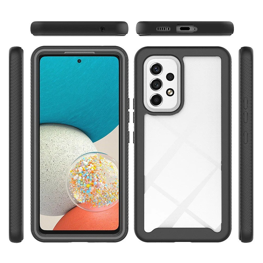 For Samsung Galaxy A53 5G TPU Frame PC + Acrylic Back Case Hybrid Phone Cover - Black - 6