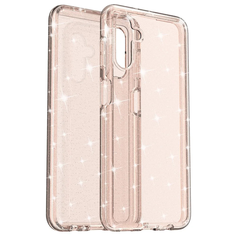 For Samsung Galaxy A13 5G Drop-proof Sparkly Clear Glitter Case Hard PC Soft TPU Thickening Design Mobile Phone Shell - Gold - 2
