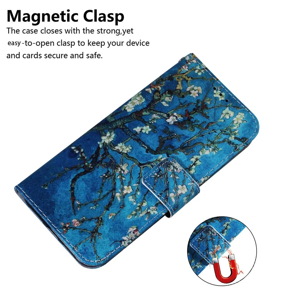 For Samsung Galaxy M23 5G/F23 5G Printed Pattern Flip Wallet Case Magnetic Closure Stand Soft TPU Inner Shell PU Leather Phone Cover - Apricot Flowers - 4