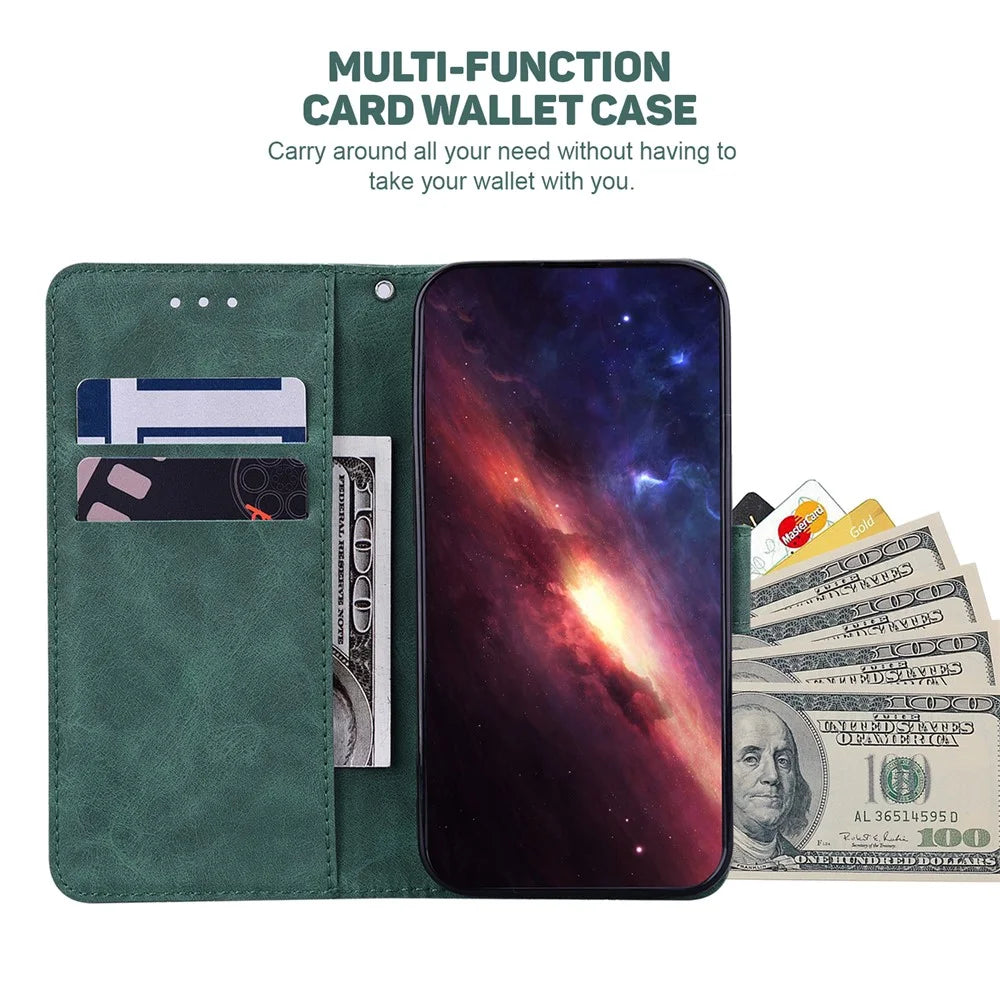 For Samsung Galaxy M23 5G/F23 5G PU Leather Case Magnetic Closure Geometric Pattern Imprinted Stand Wallet Shockproof Flip Cover with Strap - Green - 3