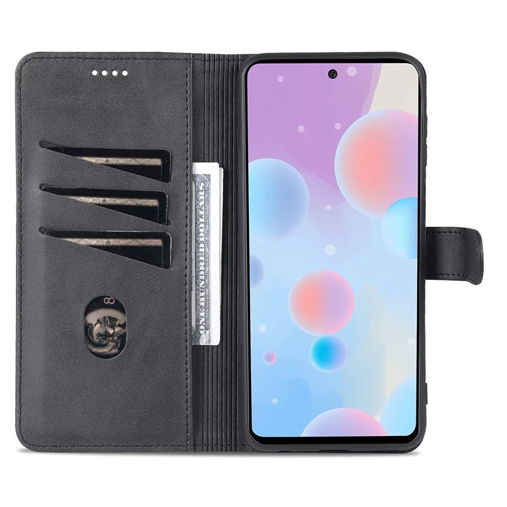 AZNS Shockproof Phone Case for Samsung Galaxy A23 4G / 5G (Global Version) PU Leather Anti-dust Folio Flip Cover Wallet Phone Case with Stand - Black - 2