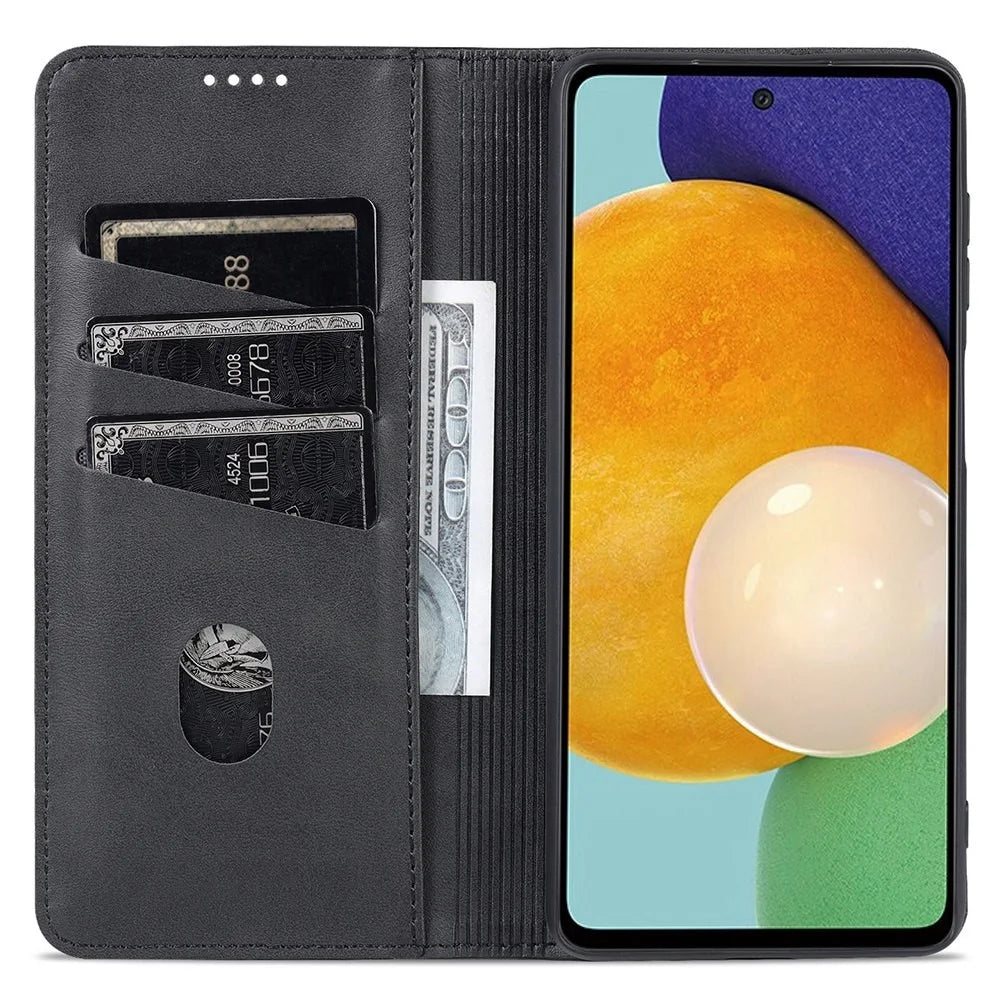 AZNS Wallet Phone Case for Samsung Galaxy A23 4G / 5G (Global Version) PU Leather Folio Flip Cover Magnetic Closure Textured Phone Protector with Stand - Black - 2