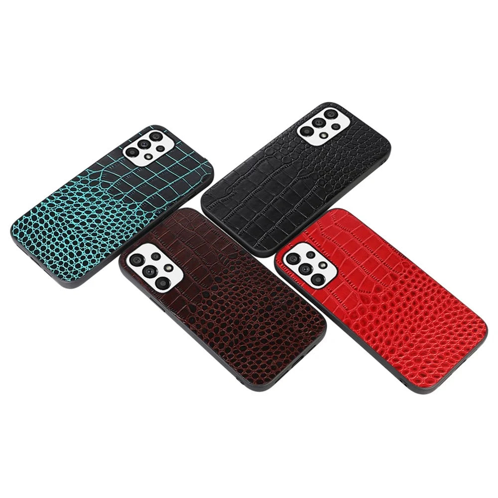 For Samsung Galaxy A53 5G Crocodile Texture Mobile Phone Case Genuine Cowhide Leather Coated PC + TPU Cover - Black - 3