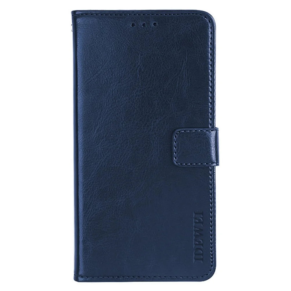 IDEWEI Crazy Horse Textured Case for Samsung Galaxy A53 5G, PU Leather Wallet Book Flip Folio Stand View Cover - Dark Blue - 1