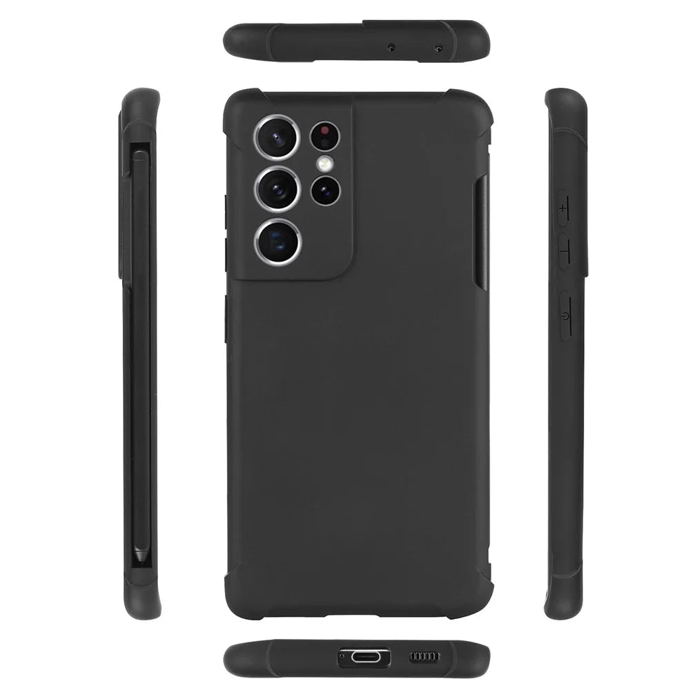 For Samsung Galaxy S21 Ultra 5G Anti-fingerprints Matte Soft TPU Cell Phone Case Cover with Pen Holder - 7