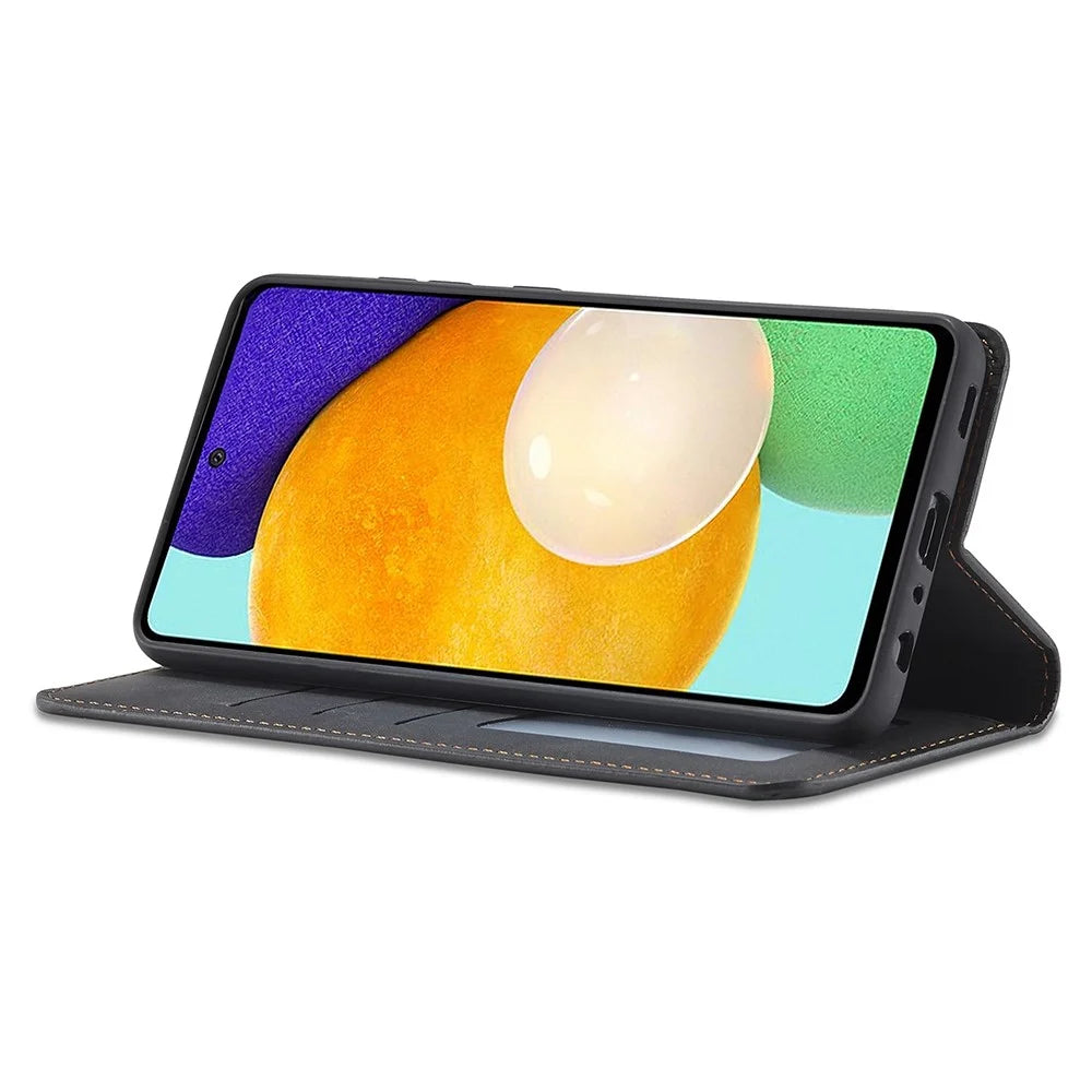 FORWENW for Samsung Galaxy A33 5G Fantasy Series Skin-touch Shockproof Anti-scratch PU Leather Stand Wallet Style Phone Case - Black - 3