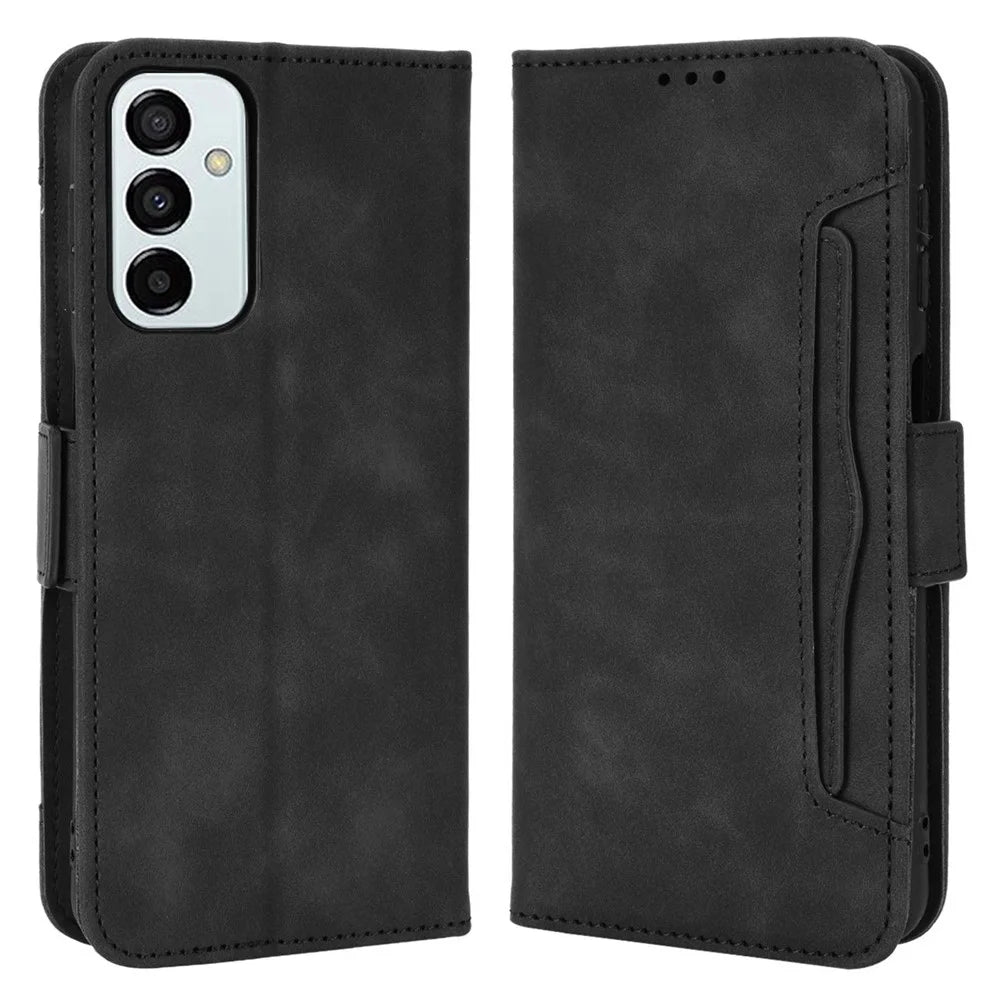 For Samsung Galaxy M23 5G/F23 5G Wallet Case Card Slots Holder Premium PU Leather Stand Shockproof Flip Protective Cover - Black - 1