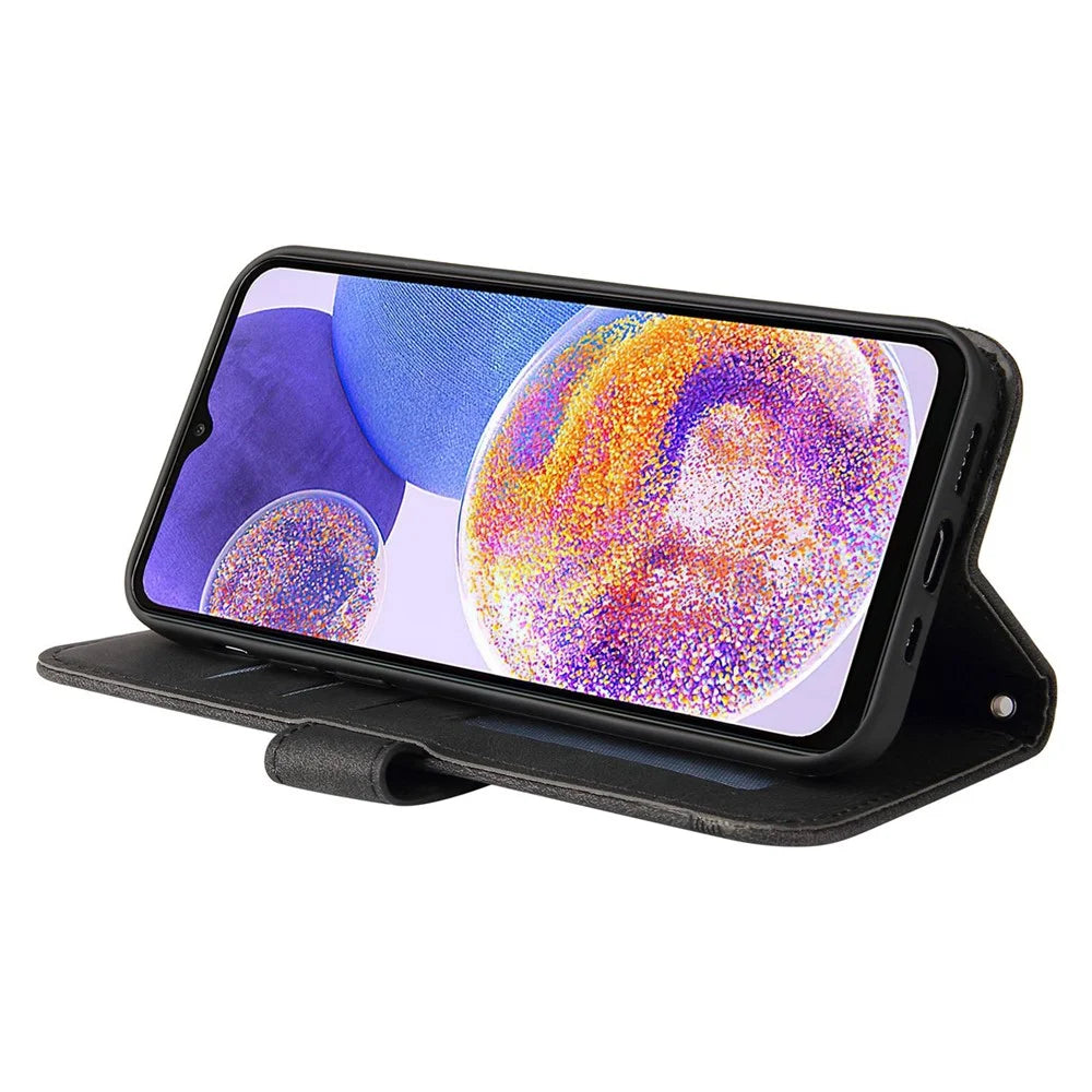 For Samsung Galaxy A23 5G (Global) / 4G / M23 5G / F23 5G Leather Wallet Cases Skin Touch Phone Cover Stand with Strap - Black - 3