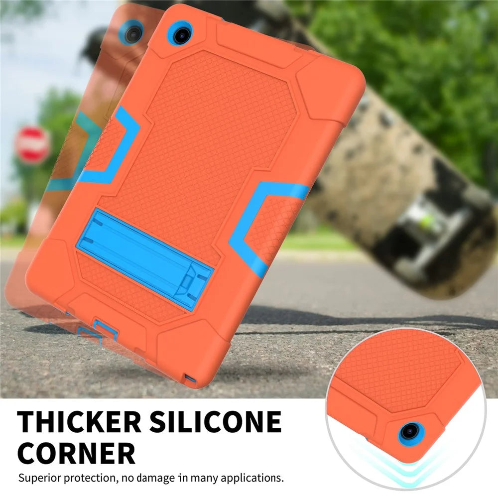 Robot B3 Series for Samsung Galaxy Tab A8 10.5 (2021) / (2022) Contrast Color PC + Silicone Tablet Shockproof Cover Kickstand Design Protective Case - Orange / Blue - 3