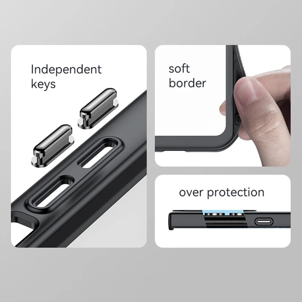 For Samsung Galaxy S22 Ultra 5G TPU + Acrylic Back Cover Anti-fall Clear Phone Case with Independent PC Buttons - Black - 4