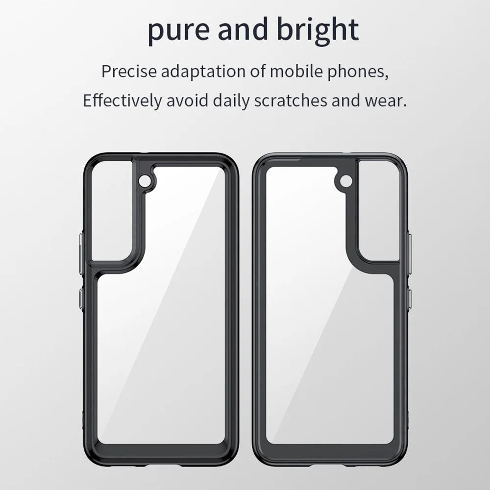 For Samsung Galaxy S22 5G TPU + Acrylic Anti-scratch Phone Case Protective Cover with Independent PC Buttons - Black - 2