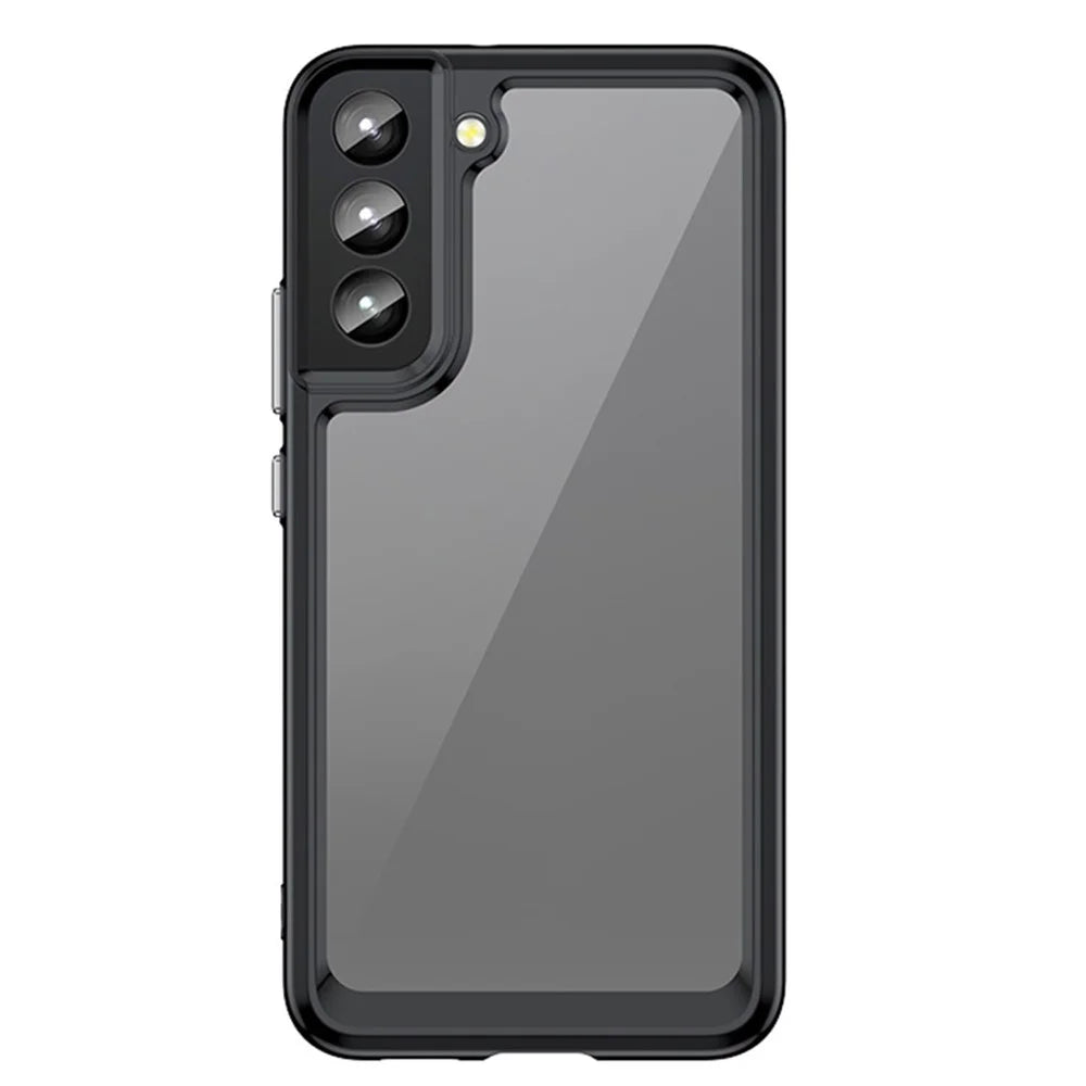 For Samsung Galaxy S22+ 5G Independent PC Buttons Protective Cover TPU + Acrylic Transparent Mobile Phone Case - Black - 1