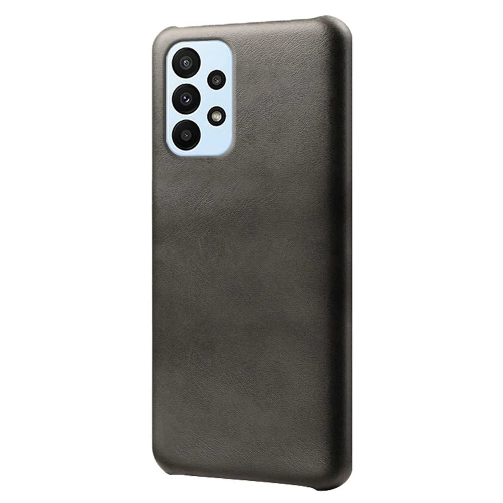 For Samsung Galaxy A23 5G (Global Version) / 4G Phone Cover Scratch-resistant Textured PU Leather Coated PC Phone Case - Black - 1