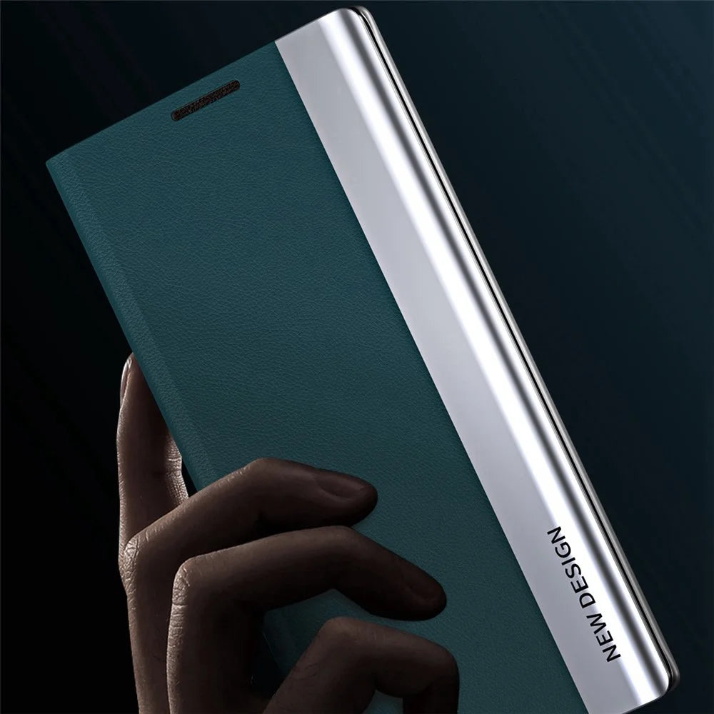 For Samsung Galaxy M23 5G / F23 5G Electroplating PU Leather Cover Full Protection Stand Phone Case - Green - 3