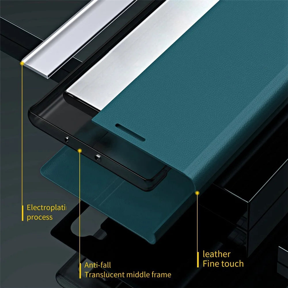 For Samsung Galaxy M23 5G / F23 5G Electroplating PU Leather Cover Full Protection Stand Phone Case - Green - 5