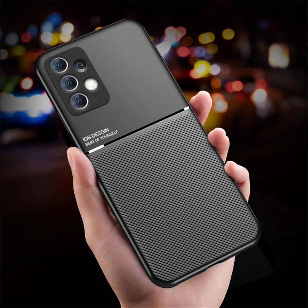 For Samsung Galaxy A33 5G Imprinted PU Leather + TPU Hybrid Case Inner Metal Sheet Phone Cover - Black - 3