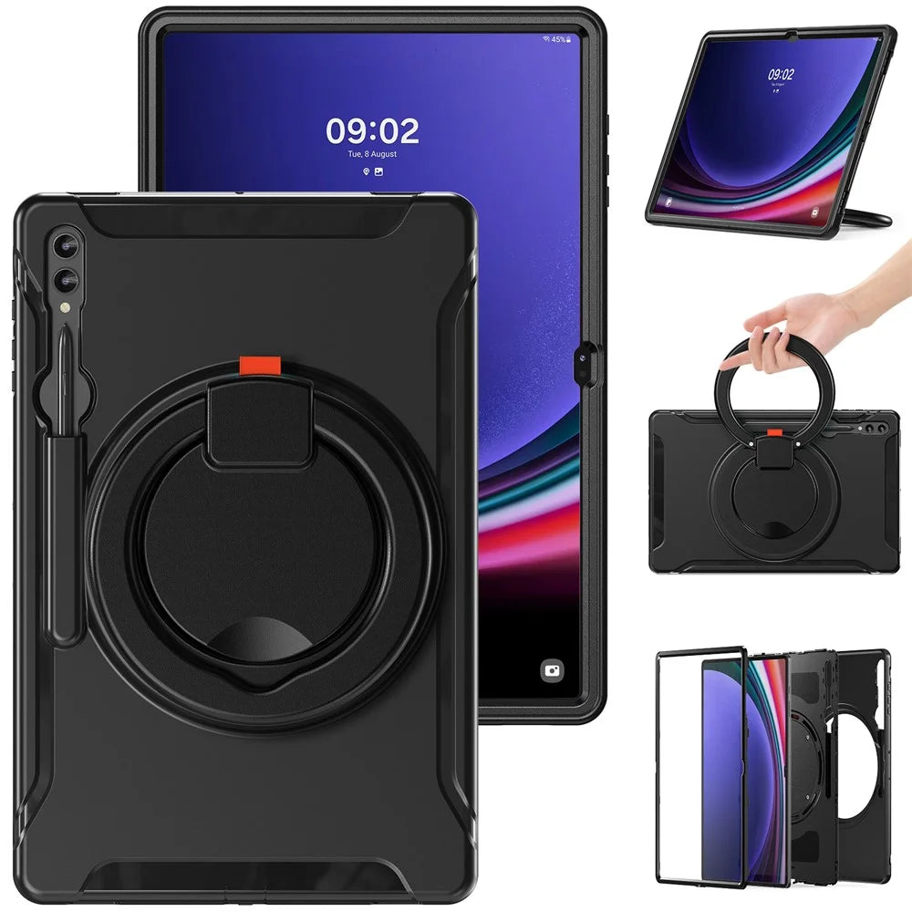 For Samsung Galaxy Tab S10 Ultra X920 / S9 Ultra X910 / S8 Ultra X900 / X906 Rotary Kickstand PC + TPU Tablet Case Cover with Pen Slot - 3