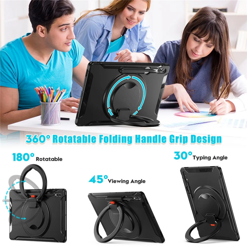 For Samsung Galaxy Tab S10 Ultra X920 / S9 Ultra X910 / S8 Ultra X900 / X906 Rotary Kickstand PC + TPU Tablet Case Cover with Pen Slot - 4
