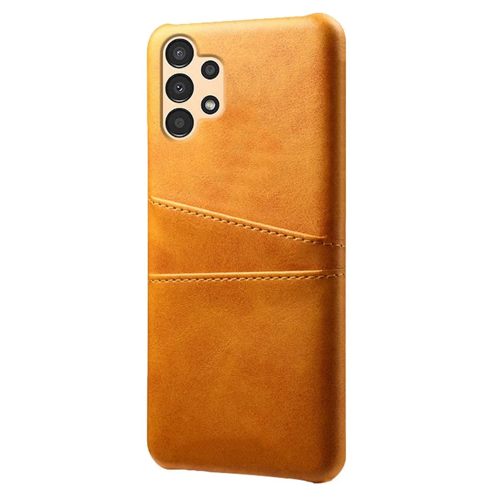 For Samsung Galaxy A13 4G Multipurpose Card Slots Phone Protector PU Leather Coated Hard PC Cover Case Shell - Orange - 2