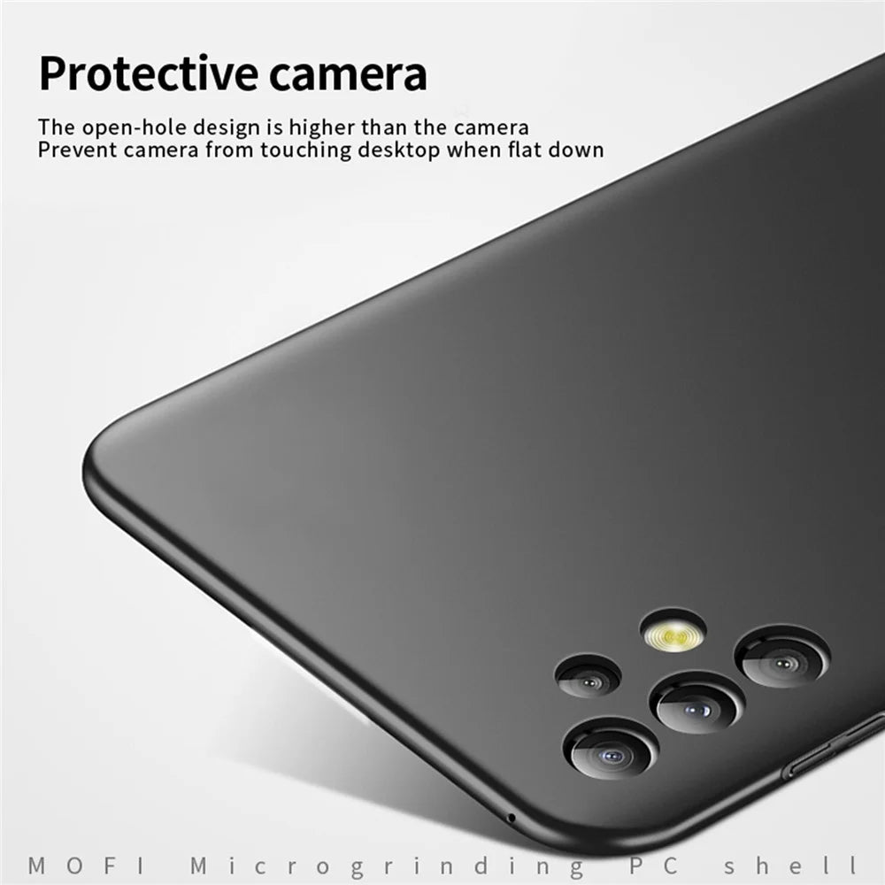 MOFI JK PC Series-1 Shield Phone PC Back Cover for Samsung Galaxy A32 5G/M32 5G, Matte Surface Mobile Phone Protective Case with Strap - Black - 5