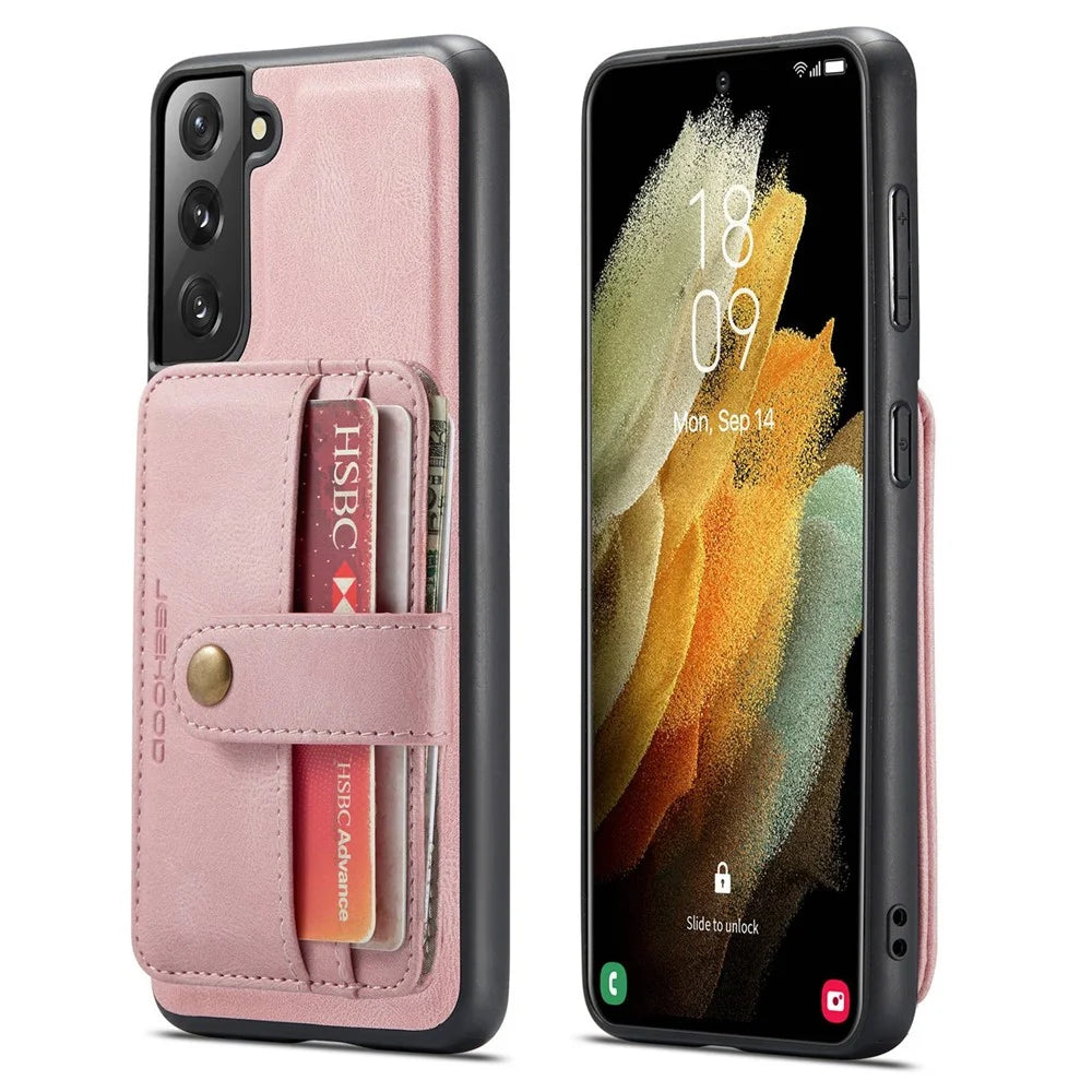 JEEHOOD Detachable Cover for Samsung Galaxy S20 Plus 4G/5G Magnetic Wallet Leather Coated TPU RFID Blocking Mobile Phone Case - Pink - 1