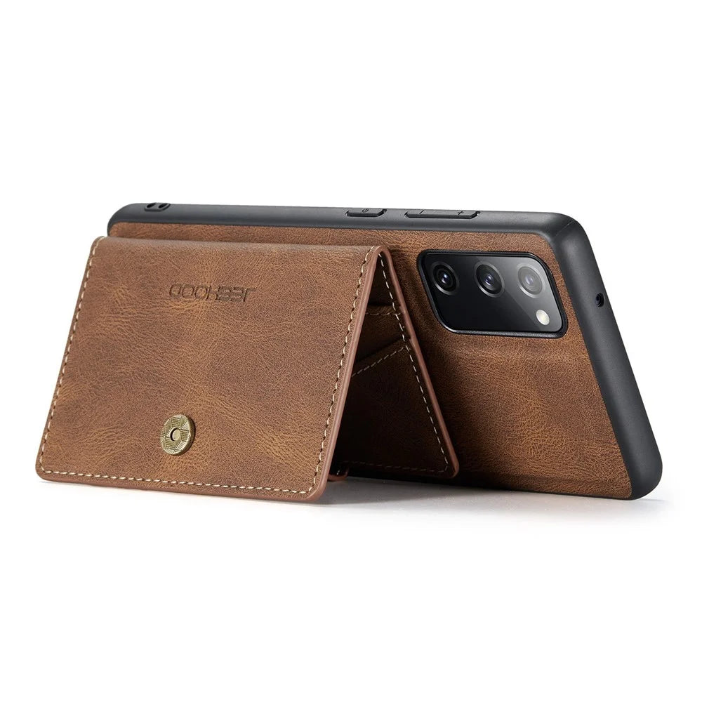JEEHOOD For Samsung Galaxy S20 FE 2022/S20 FE 4G/S20 FE 5G/S20 Lite Wallet Kickstand Cover Detachable 2-in-1 PU Leather Coated TPU Phone Case - Brown - 4