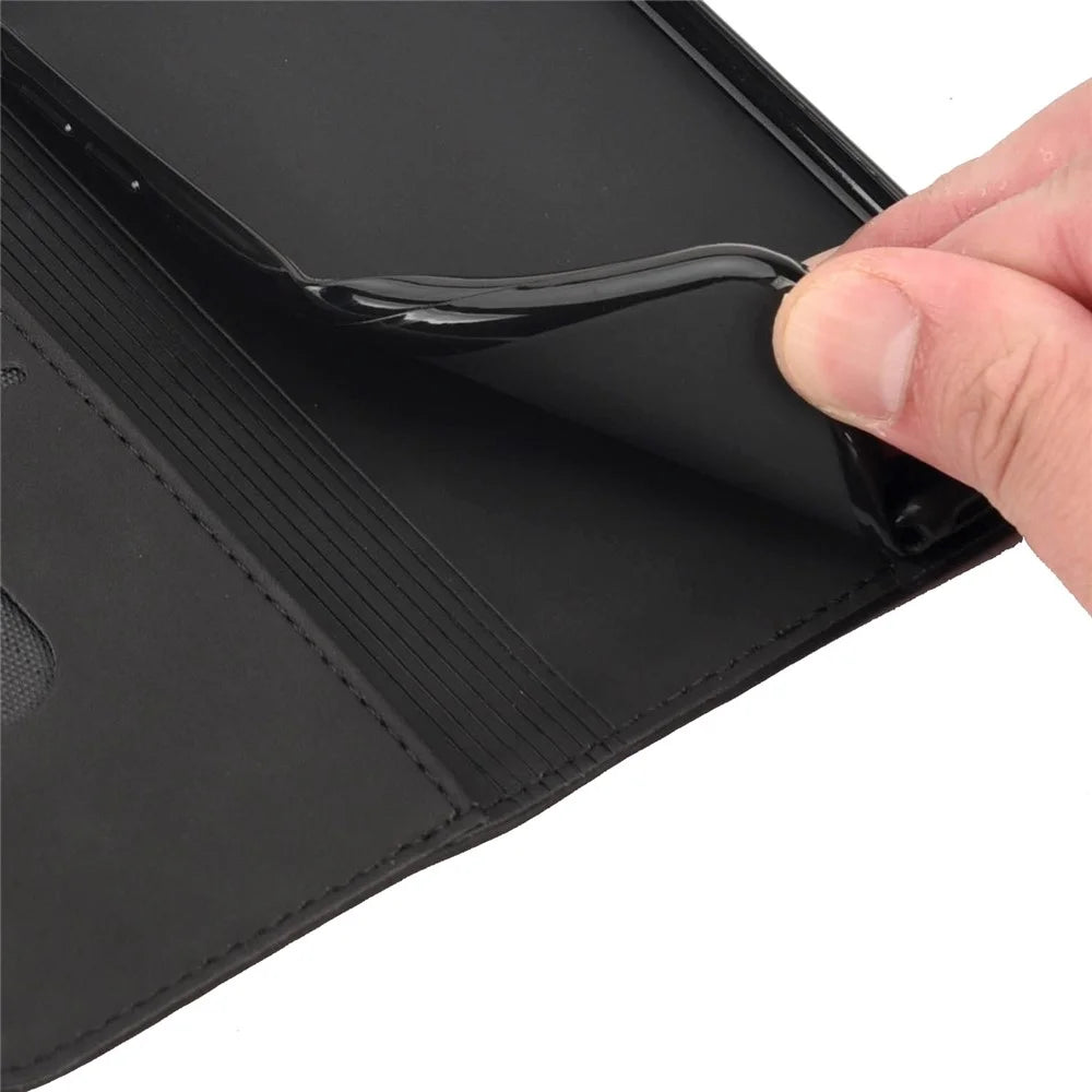 For Samsung Galaxy M33 5G (Global Version) Splicing PU Leather+TPU Skin-touch Feeling Case Stand Magnetic Absorption Flip Folio Wallet Cover - Black - 7