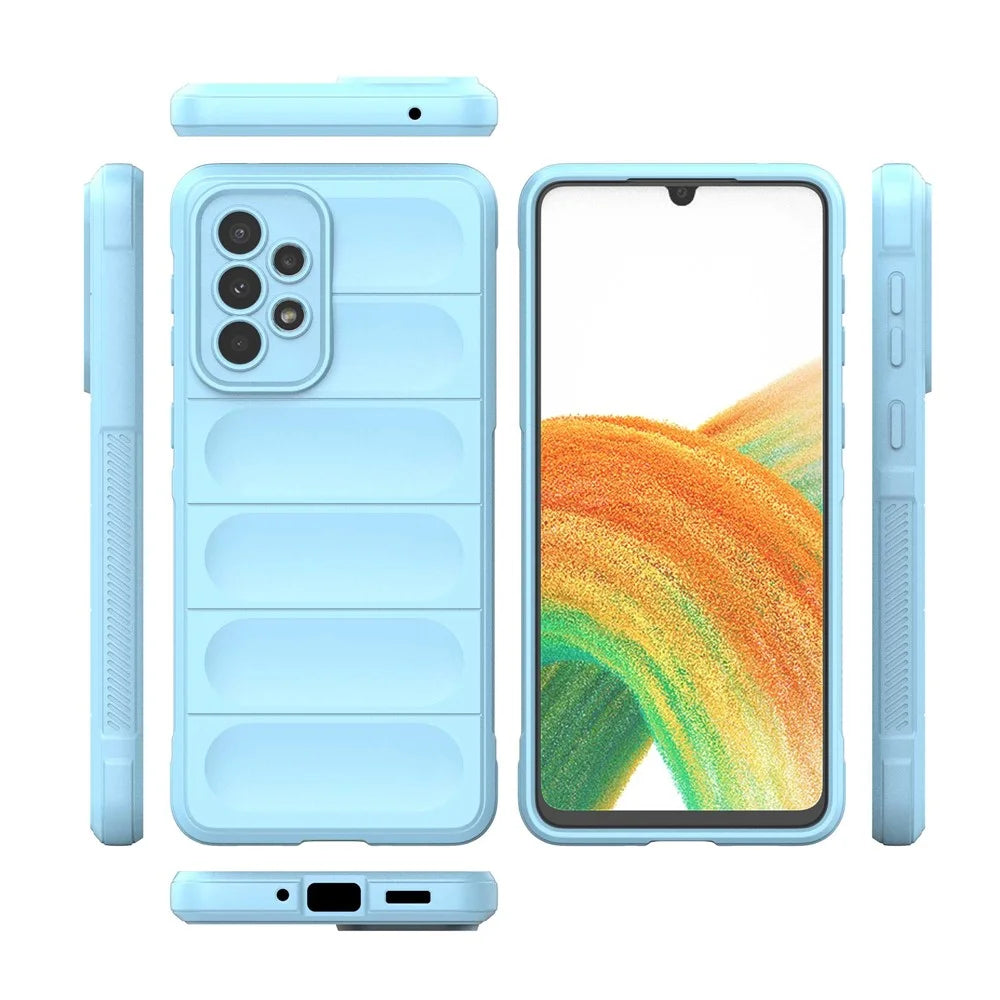 Cell Phone Cover Bag for Samsung Galaxy A73 5G, Drop Resistant TPU Rugged Back Phone Case - Baby Blue - 7