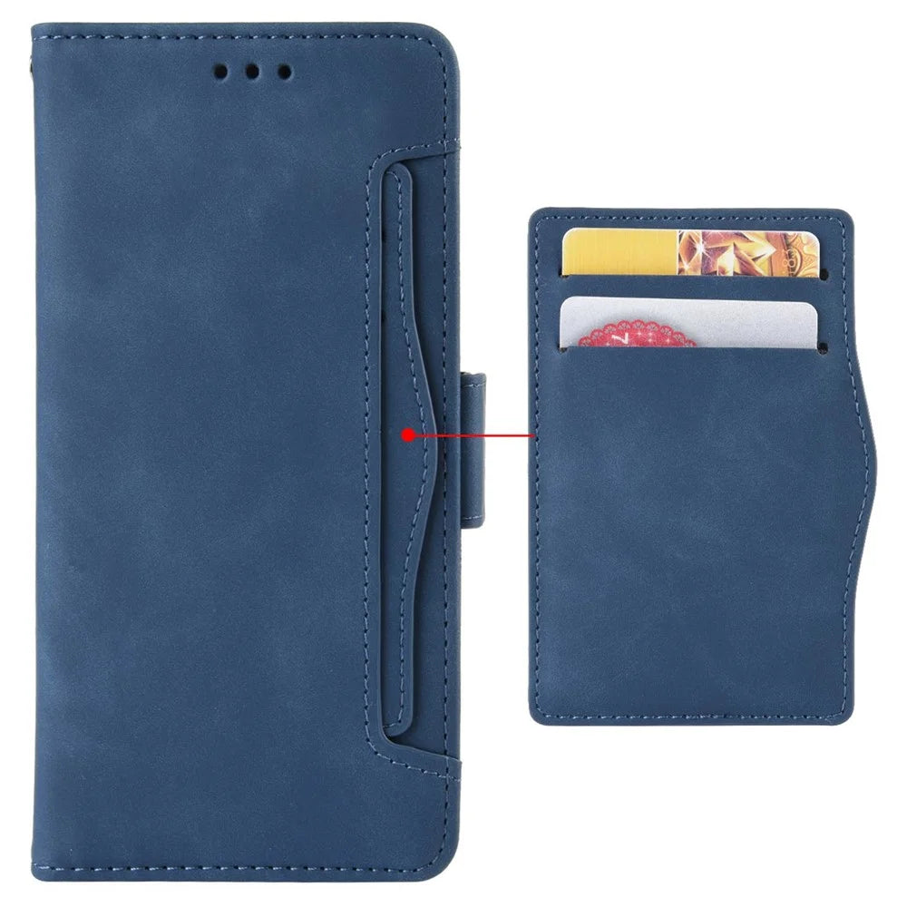 Anti-dust Smartphone Bag Case for Samsung Galaxy M53 5G, Magnetic Flip Wallet Style Stand Shockproof PU Leather Phone Cover - Blue - 4