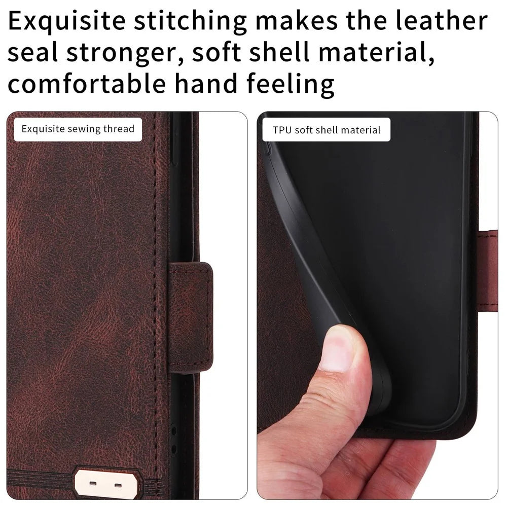 For Samsung Galaxy Z Fold3 5G Hardware Design PU Leather Case Wallet Stand Double Magnetic Clasp Phone Cover - Coffee - 7