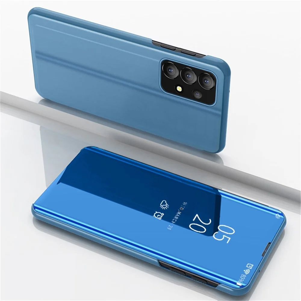 For Samsung Galaxy A73 5G S22 Ultra 5G Flip Leather Cover with Stand Full Body Protective Phone Case - Sky Blue - 1
